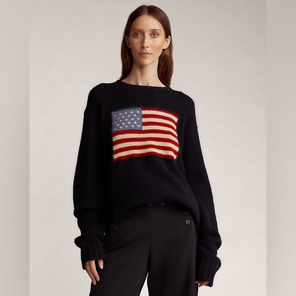 Ralph Lauren Women’s Collection Navy Cashmere Flag Sweater